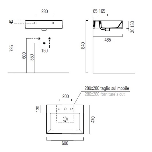 Раковина GSI Kube X 9431111 (600х470 мм) белая