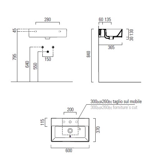 Раковина GSI Kube X 9454111 (600х370 мм) белая