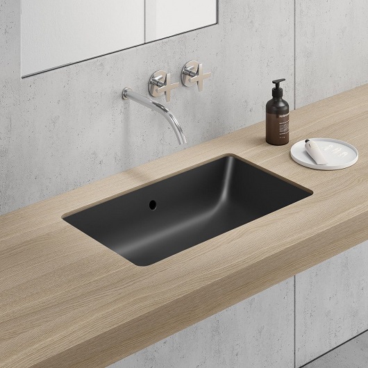 Раковина встраиваемая снизу/сверху GSI Kube X 895326 (600х370 мм) черная матовая