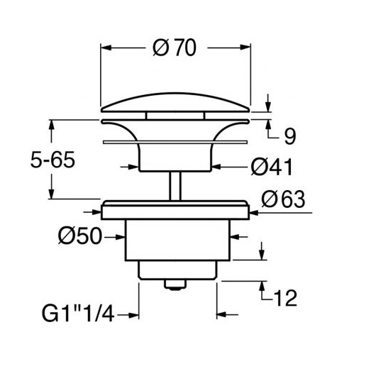 Незапираемый донный клапан GSI PVC11 белый (универсальный)