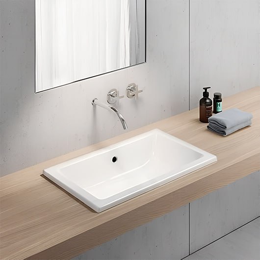 Раковина встраиваемая снизу/сверху GSI Kube X 895309 (600×370 мм) белая матовая