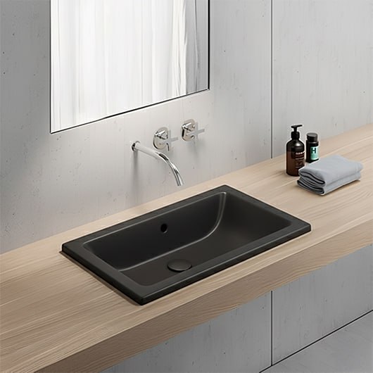 Раковина встраиваемая снизу/сверху GSI Kube X 895326 (600х370 мм) черная матовая