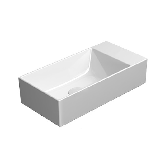 Раковина GSI Kube X 9486F011 (500х250 мм) белая, без отверстия под смеситель