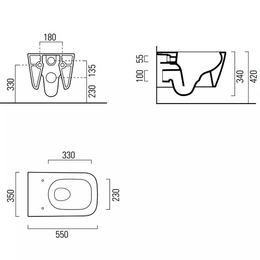 Чаша подвесного унитаза GSI Nubes Rimless 9615FR511 безободковая, Swirflush, белая