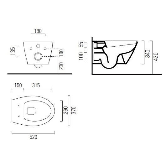 Чаша подвесного унитаза GSI Modo Rimless 9816FR511 безободковая, Swirflush, белая