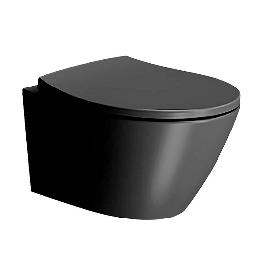 Чаша подвесного унитаза GSI Modo Rimless 9816FR526 безободковая, Swirflush, черная матовая