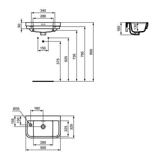 Раковина Ideal Standard Calla E223301 (500х320 мм)