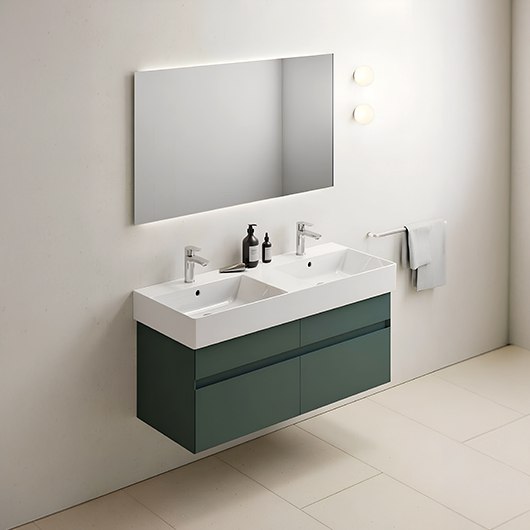 Раковина двойная GSI Kube X 9425111 (1200х470 мм) белая