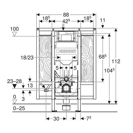 Инсталляция для подвесного унитаза Geberit Duofix UP320 111.375.00.6 (с площадками для поручней)
