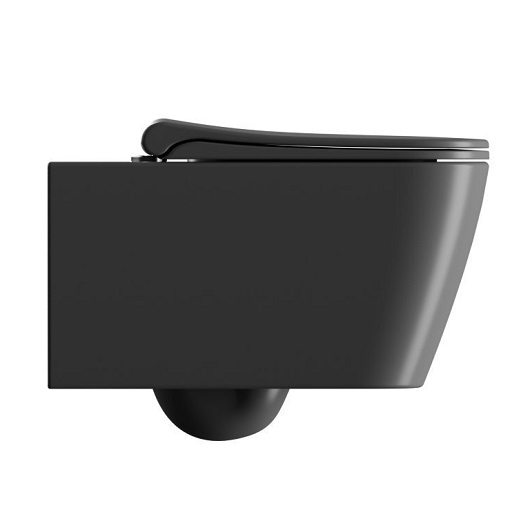 Чаша подвесного унитаза GSI Nubes Rimless 9615FR526 безободковая, Swirflush, черная матовая