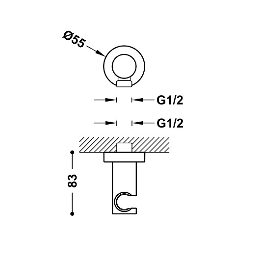 Шланговое подсоединение с держателем TRES Showers 26118201 (хром)