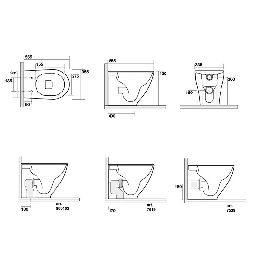 Чаша приставного унитаза Kerasan Aquatech NoRim 371901 безободковая