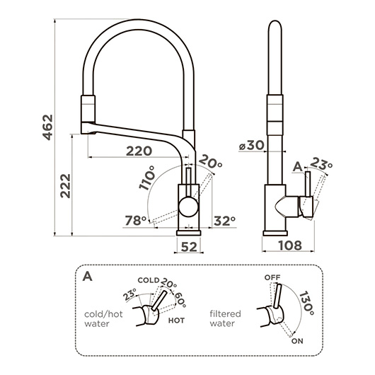 Смеситель для кухни Omoikiri SINTO 2 PLUS GM-R вороненая сталь (4994467)