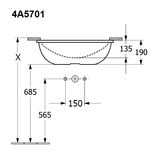 Раковина встраиваемая снизу Villeroy & Boch Loop & Friends 4A570101 (540х340 мм)