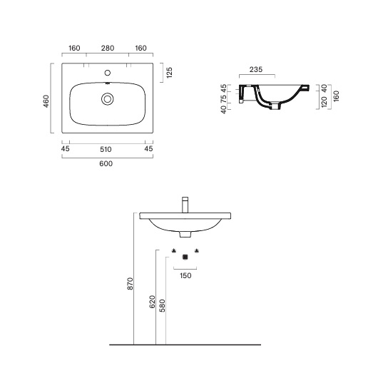 Раковина Catalano Alvea 0620601001 (600х460 мм)