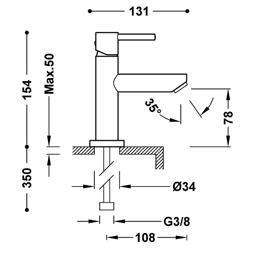 Смеситель для раковины TRES Base 6260301 (хром)