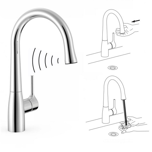 Электронный смеситель для кухни TRES Electronic 09244601 (хром)