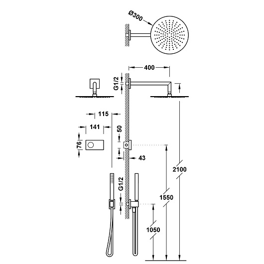 Душевая система TRES Shower Technology 09286558 (хром) электронное управление