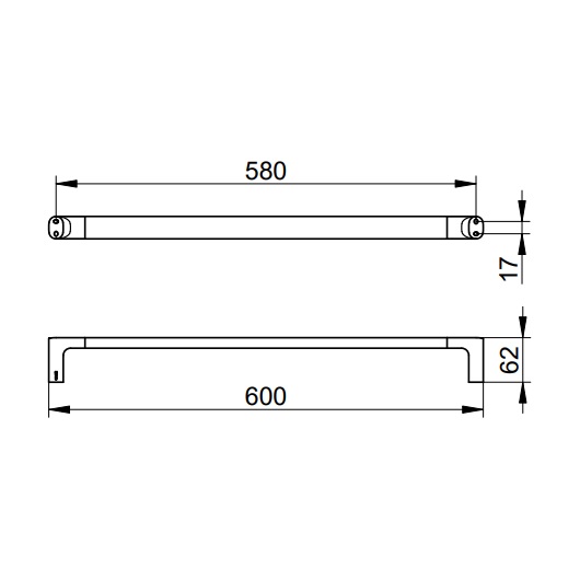 Полотенцедержатель Keuco Actis 13501370600 (чёрный матовый, 600 мм, 13501 370600)