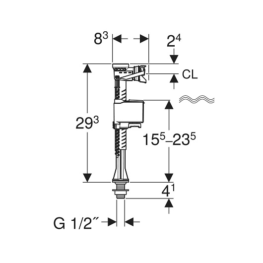 Впускной клапан Geberit тип 323 136.752.00.1 (подвод воды снизу, 1/2″)