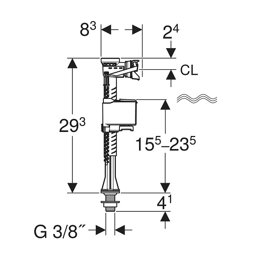 Впускной клапан Geberit тип 323 136.753.00.1 (подвод воды снизу, 3/8″)