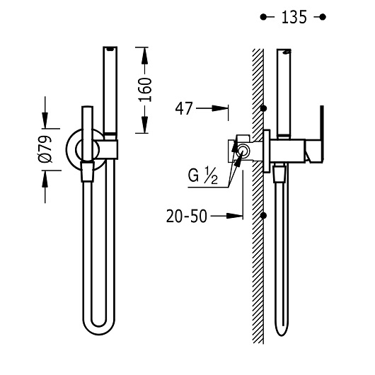 Гигиенический душ со смесителем TRES Lex 181223 (хром)