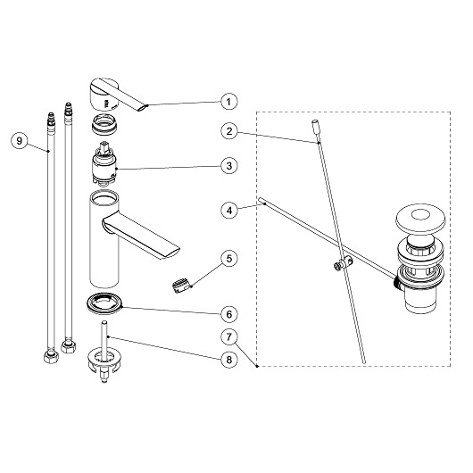 Смеситель для раковины TRES Lex 186203 (хром)