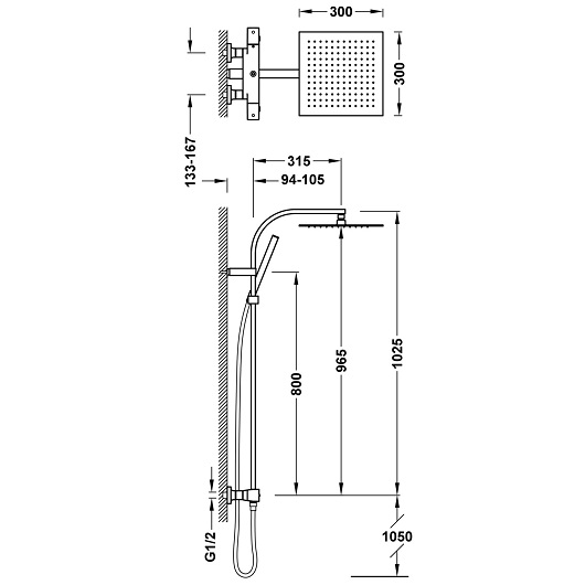 Душевая система TRES Tresmostatic 19039308NM (черный матовый)