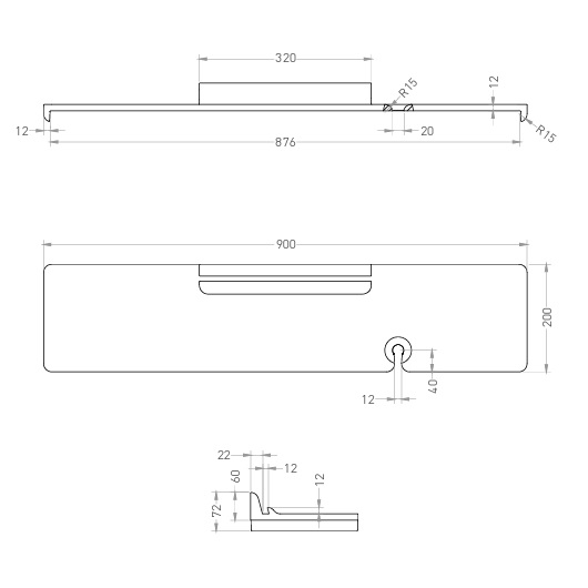 Полка для ванны Salini Gabbiano 1906201M (белый матовый, 900х200 мм)