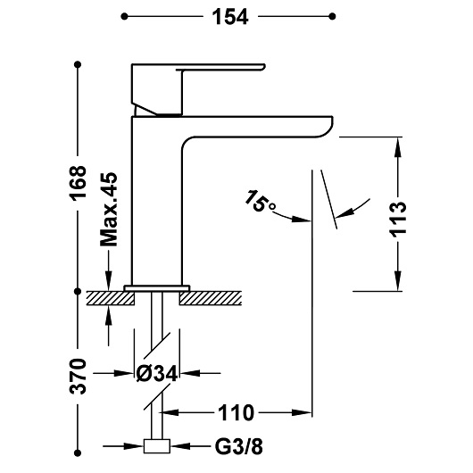 Смеситель для раковины TRES Loft 20010301AC (сталь)