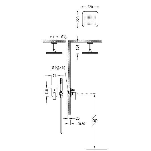 Душевая система TRES Loft 20018080 (хром)