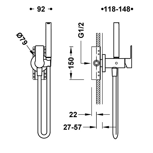 Гигиенический душ со смесителем TRES Loft 20522201BM (белый матовый) для стен из гипсокартона