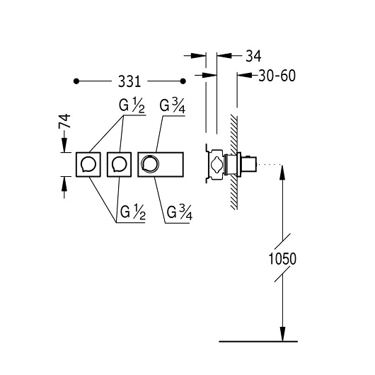 Термостат на 3 выхода TRES Block System 20735399 (хром)