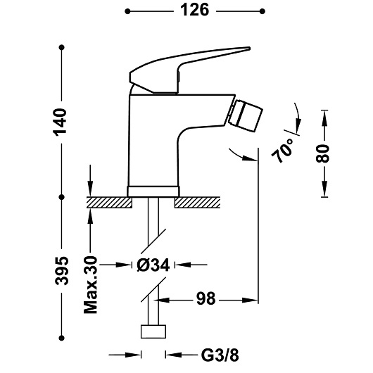 Смеситель для биде TRES Base Plus 21612010NM (черный матовый)