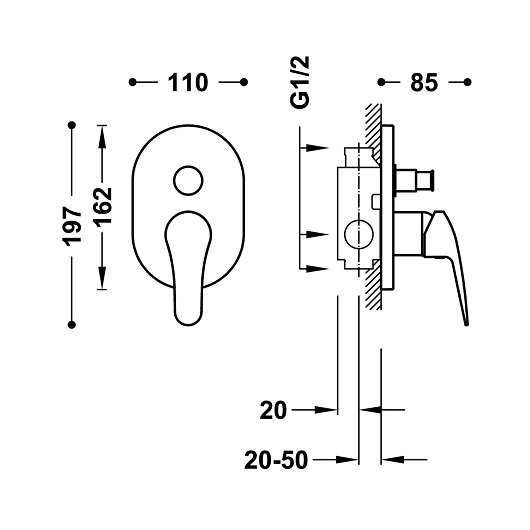 Смеситель для ванны TRES Base Plus 21618001 (хром)