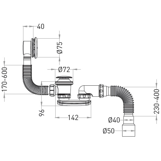 Слив-перелив Salini 23101H (хром глянцевый)