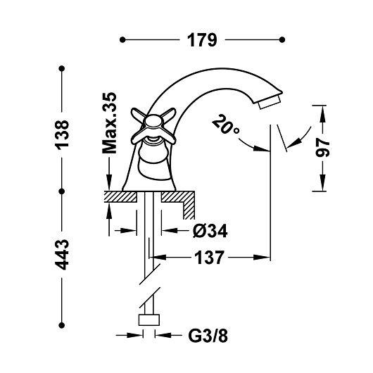 Смеситель для раковины TRES Classic 24210201 (хром)