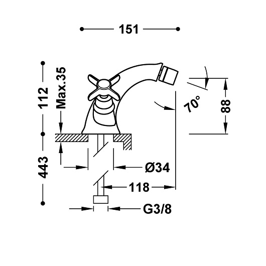 Смеситель для биде TRES Classic 24212101 (хром)