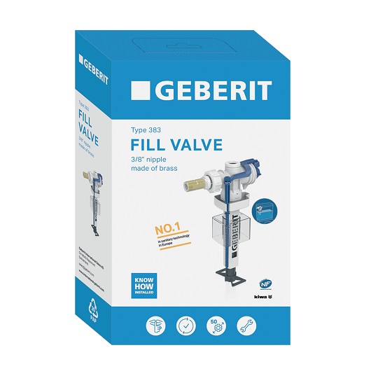 Впускной клапан Geberit тип 383 281.004.00.5 подвод воды сбоку (3/8″ и 1/2″)