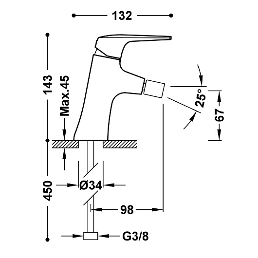 Смеситель для биде TRES Fuji 28112001NM (черный матовый) без донного клапана