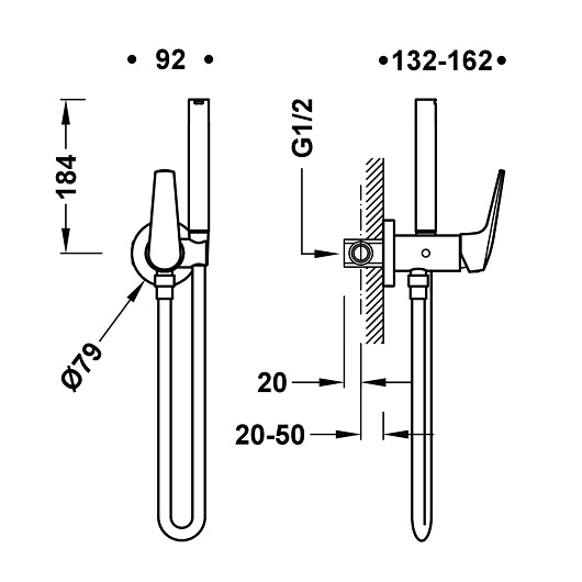 Гигиенический душ со смесителем TRES Fuji 28112301AC (сталь)
