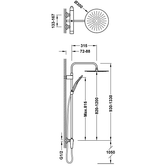 Душевая система TRES Fuji 28119701NM (черный матовый)