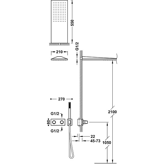 Душевая система TRES B-System 30725205 (хром)