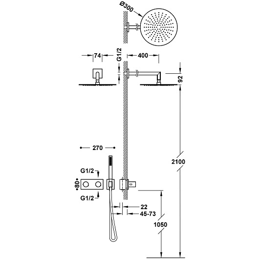 Душевая система TRES B-System 30735204 (хром)