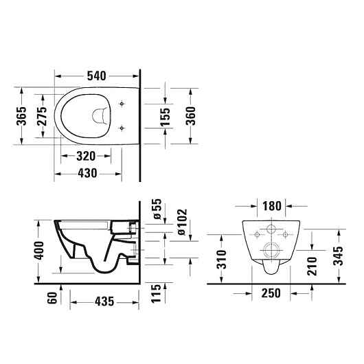 Унитаз подвесной Duravit No.1 Rimless 45820900A1 безободковый (чаша 2582090000 с сиденьем SoftClose 0029390000)