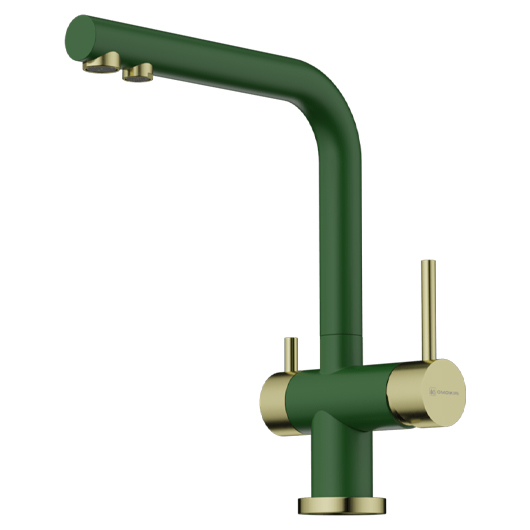 Смеситель для кухни Omoikiri Nagano RG-LG royal green / светлое золото (4994432)