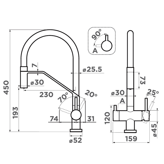 Смеситель для кухни Omoikiri Akeno LG светлое золото (4994546)