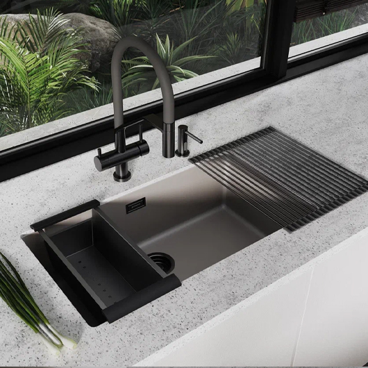 Смеситель для кухни Omoikiri Akeno GM вороненая сталь (4994545)