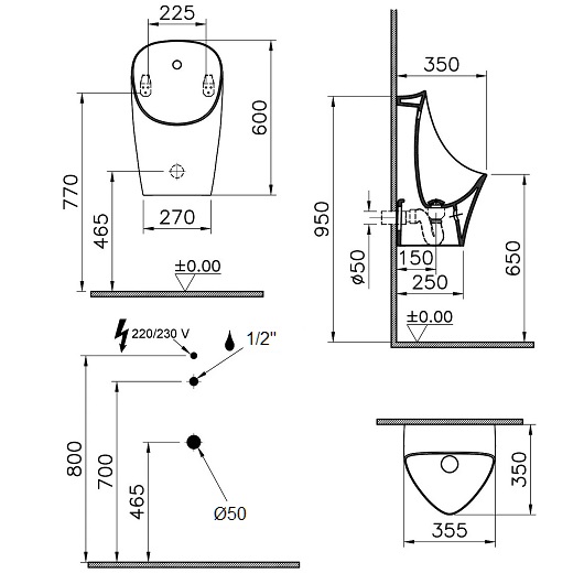 Писсуар бесконтактный Vitra M50 8305B003-5633