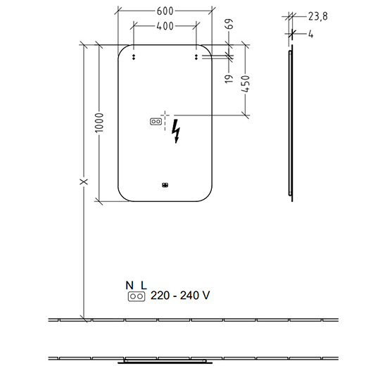 Зеркало Villeroy & Boch More to See Lite A4791000 (600х1000 мм)